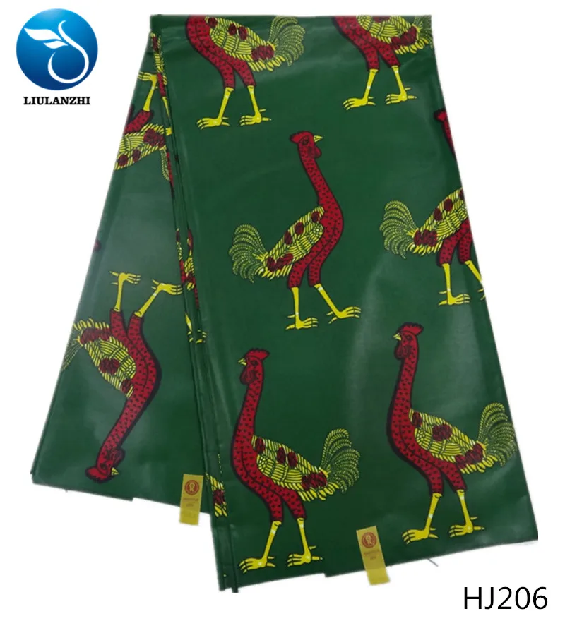 LIULANZHI Java восковая ткань новейший узор зеленая Анкара восковая ткань хлопок батик ткань для женского платья 6 ярдов HJ201-HJ221 - Цвет: HJ206