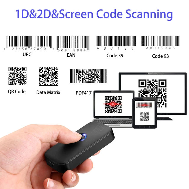 Eyoyo Mini 2D QR 1D Bluetooth Barcode Scanner, Portable Wireless Barcode  Reader with USB Wired/Bluetooth/ 2.4G Wireless Connection PDF417 Data  Matrix Image Scanner for iPad, iPhone, Android, Tablet PC,2D barcode scanner