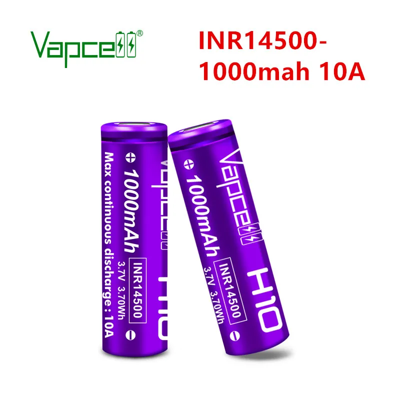 Vapcell Оригинальный мини литий 3 7 V Батарея INR 14500 1000 мА/ч 10A Перезаряжаемые для
