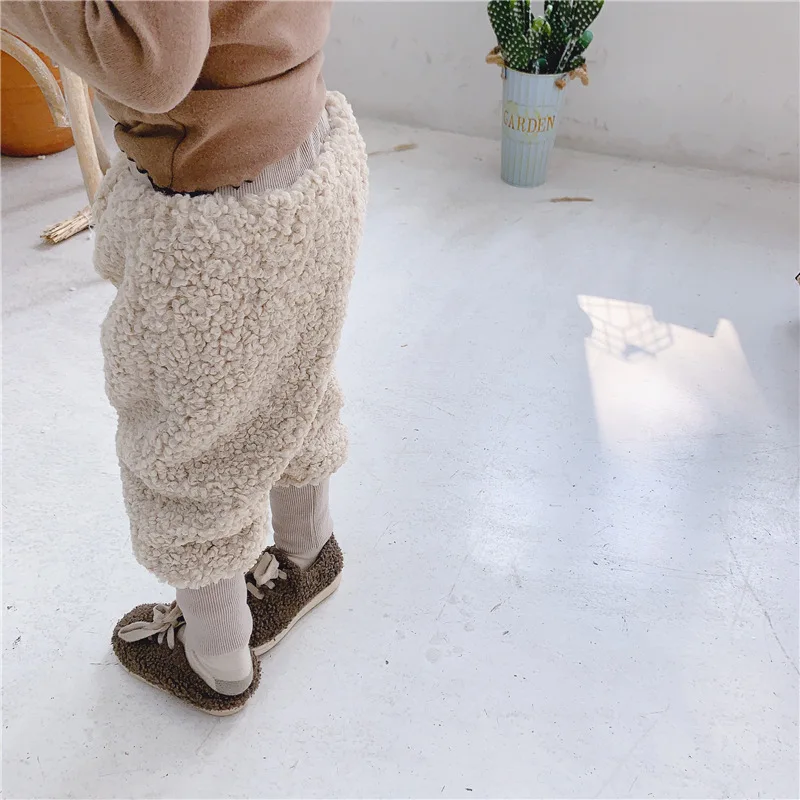 Штаны для маленьких мальчиков; плотная Теплая Флисовая детская зимняя одежда; детские брюки для девочек; штаны для малышей; модная однотонная одежда; 80-120