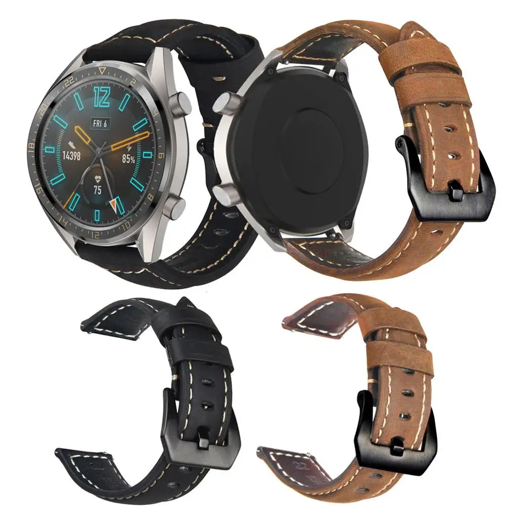 Подлинный кожаный браслет ремешок для huawei Watch GT Смарт часы 22 мм Спорт Замена браслет аксессуары для наручных часов