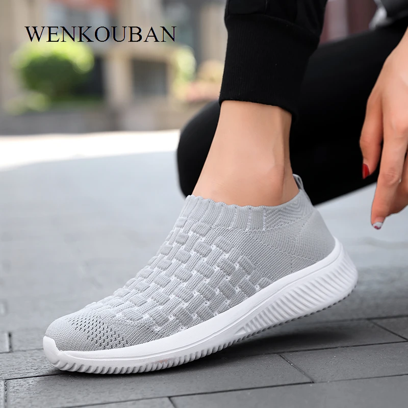 ladies mesh slip on trainers