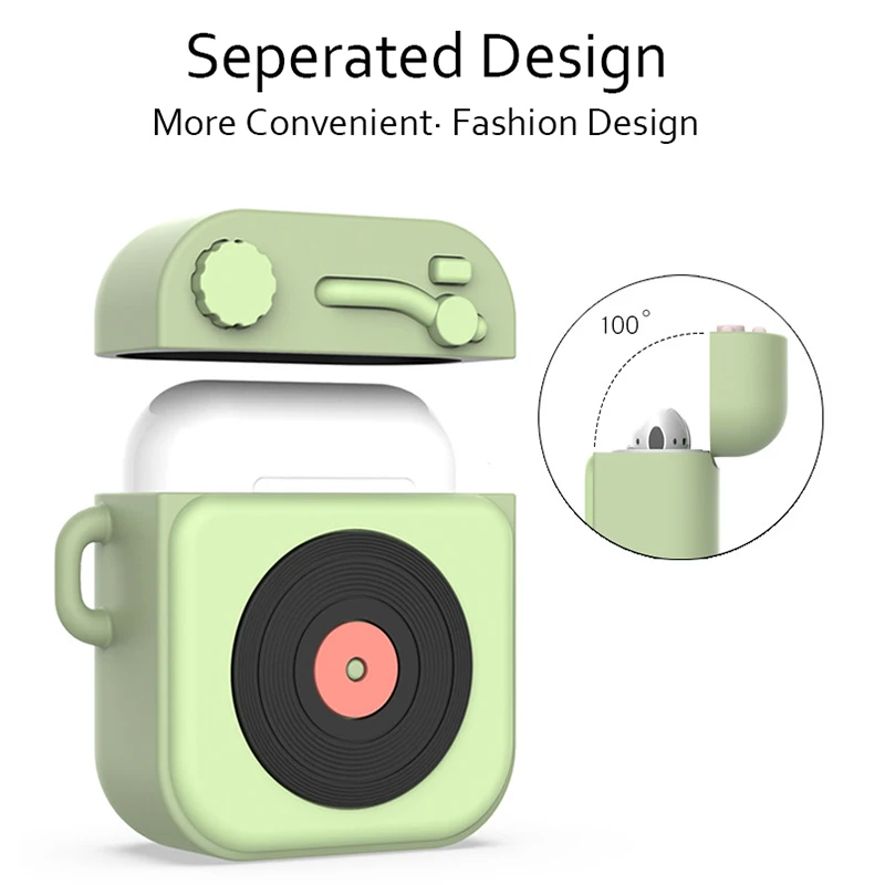 For Airpods 1 2 Cases Radio Style Soft Silicone Shockproof Bluetooh Earphone Cover for Storage Bags with Ring Strap |
