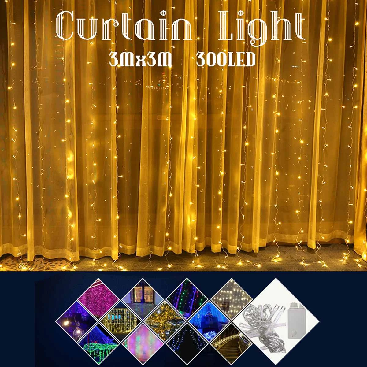 

3x3 LED Icicle String Lights Christmas Fairy Lights garland Outdoor Home 110V us plug For Wedding/Party/Curtain/Garden Decoratio