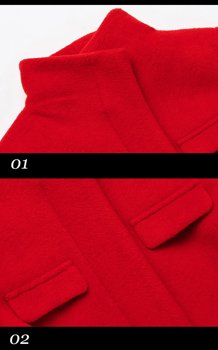 Новое зимнее женское Шерстяное Пальто супер длинное Европейское однотонное красное весеннее женское кашемировое пальто с воротником-стойкой Верхняя одежда Куртка G138