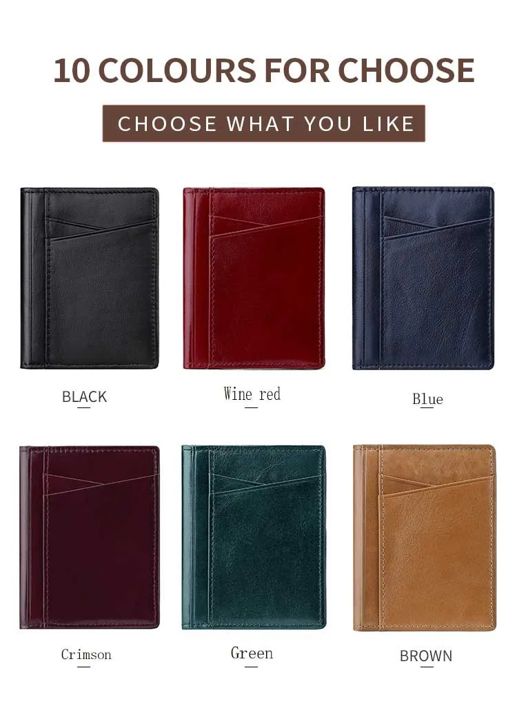 Men Minimalist Slim Card Holder Genuine Leather Card Wallet Slim Line Ultra Thin Mini Small Rfid Passport Id Card Holder Male