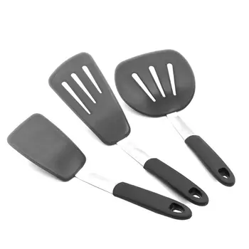 

3-Piece Silicone Turner Spatula Set - 600ºF Heat-Resistant Flexible Rubber Silicone Spatulas Y5GB
