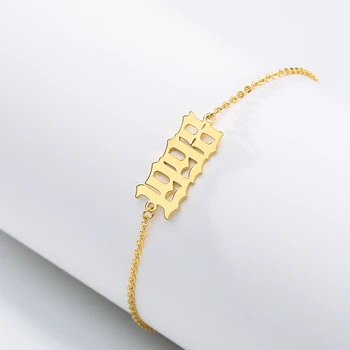 

Stainless Steel Old Englih Bracelet Jewelry Number Bracelet Year 1995 1999 1996 Bracelet Men Maxi Colar