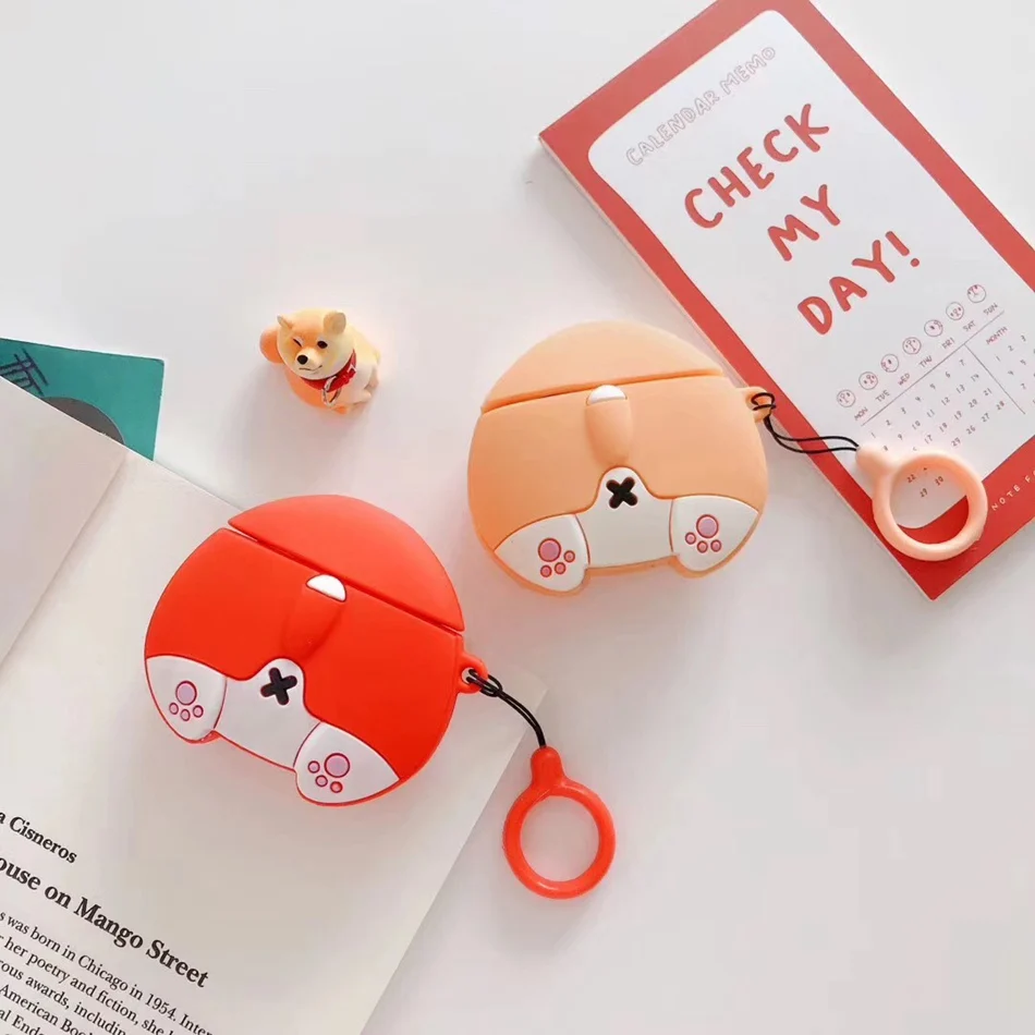 3D кожухи головных телефонов для AirPods чехол силиконовые Симпатичные кошки и собаки мультфильм для Apple Air Pods 2 Чехол для наушников чехол ремешок 1