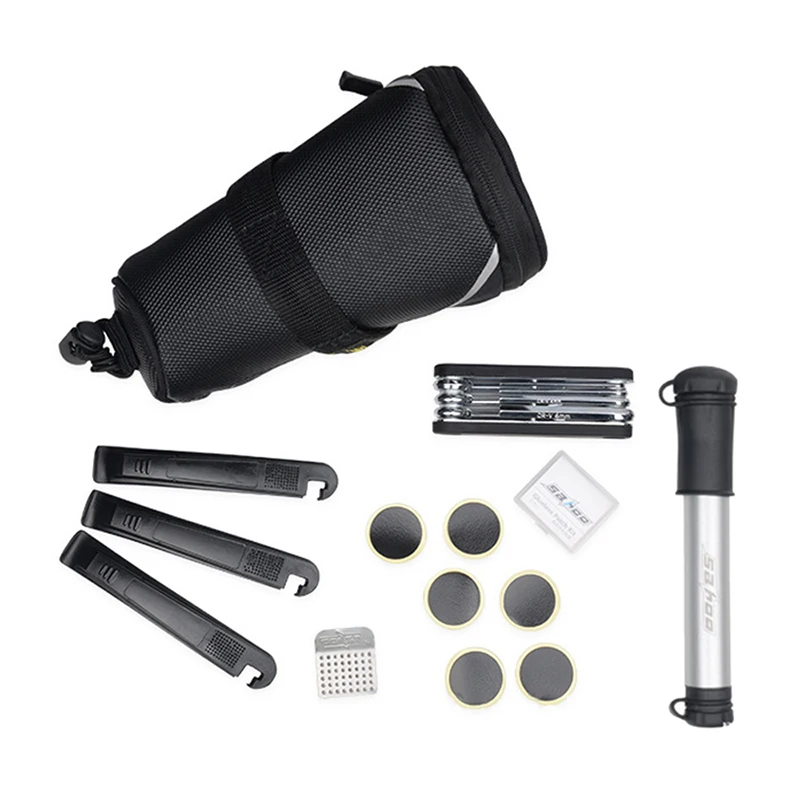 

Набор инструментов для ремонта велосипедных шин, комплект инструментов для седла горного и дорожного велосипеда, миниатюрный насос 7 в 1, пластырь для бесклеевой шины BC0616