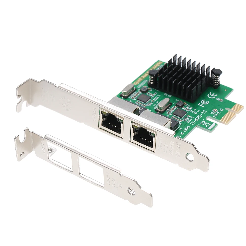 Сетевой серверный адаптер с 2 портами Gigabit 1000M PCI E Ethernet Поддержка EX1/X4/X8/X16|Платы