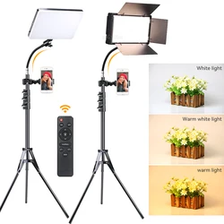 LED Photo Video Light Photograph Selfie Panel Lamp With Tripod Phone Clip For Youtube Gaming Studio Live Streaming Fill Lighting