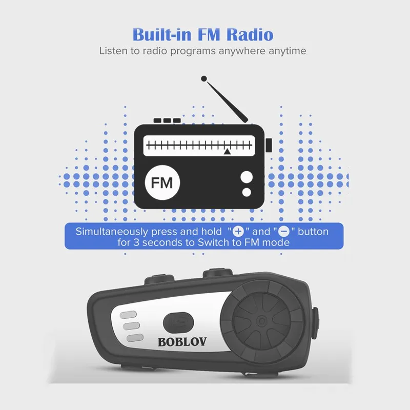 BOBLOV M6 BT мотоциклетный шлем Интерком громкой связи беспроводная bluetooth-гарнитура мотоциклетная Интерком fm-радио стерео музыка