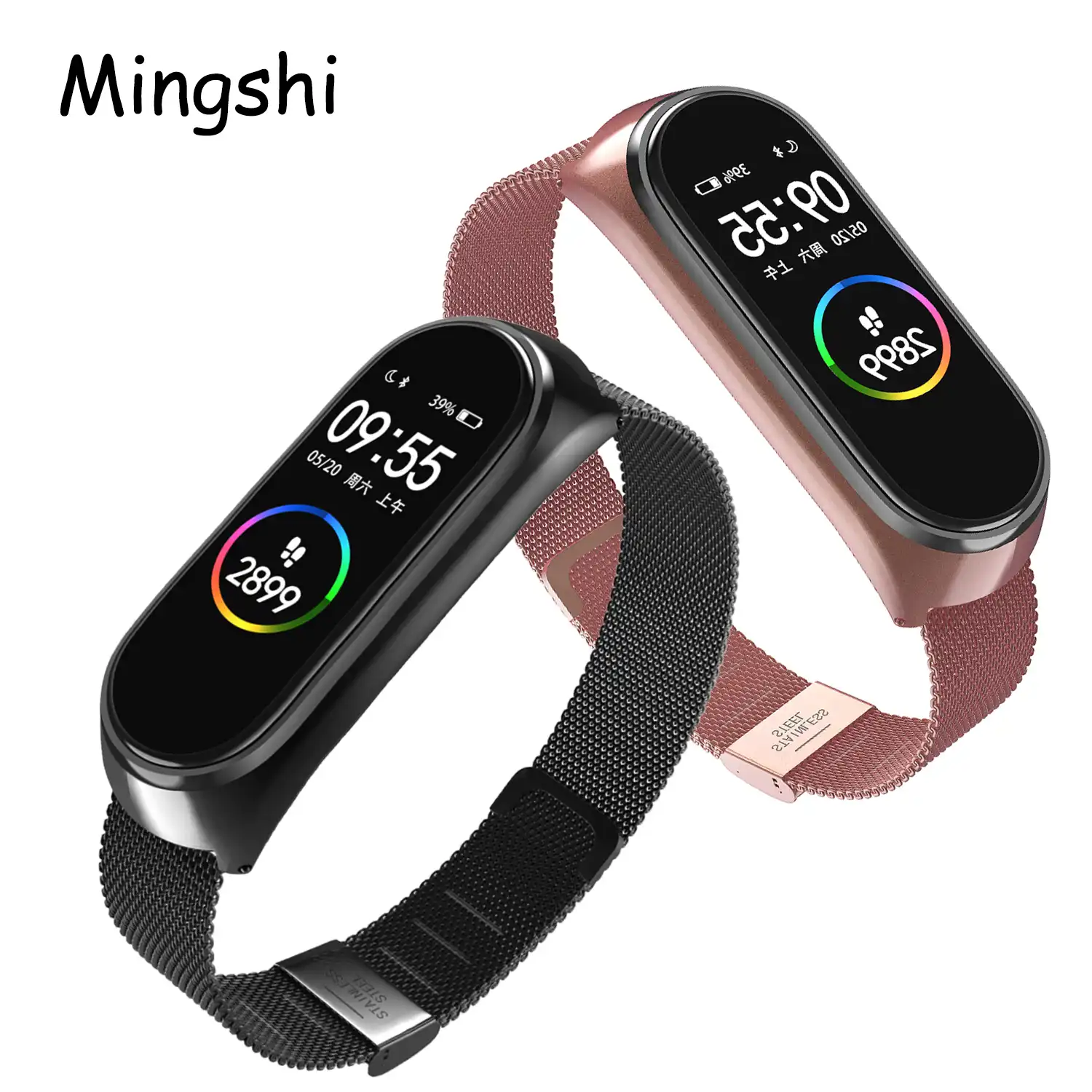 Ремешок из нержавеющей стали для Xiaomi Mi Band 5 браслет миланесса Замена MiBand цветной