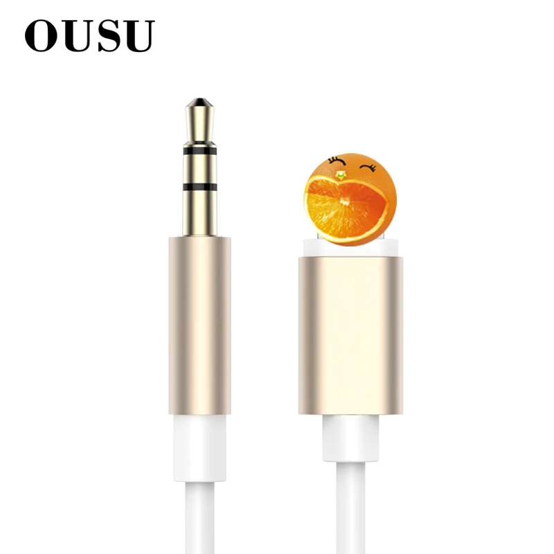 OUSU 24k позолоченный 3 5 мм разъем AUX кабель для iphone Lightning оригинальный аудио