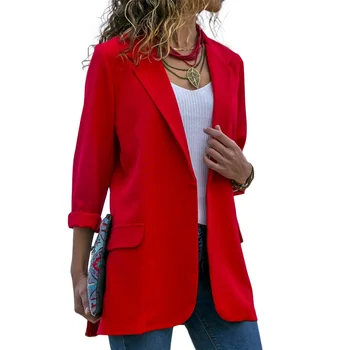 

Women Open Front Long Sleeve Work Office Blazer Jacket Cardigan Casual Solid Color Suit -MX8