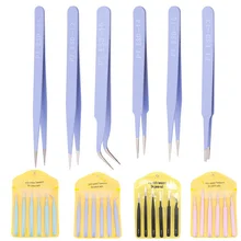 6 шт. Пинцет из нержавеющей стали ESD10 11 12 13 14 15 антистатические пинцеты инструмент для ремонта маникюрный набор самодельный Пинцет Набор ручных инструментов