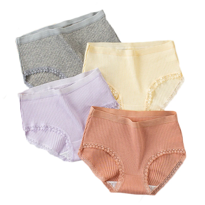 

Women's Underwear Pure Cotton Crotch Mid Waist Girls' Pants Head Japanese Large Thread Breathable Briefs 2020 New