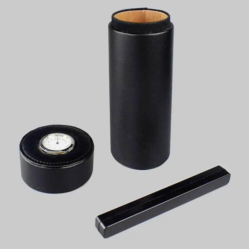 Чехол для сигар COHIBA из натуральной кожи и кедрового дерева, Дорожный Чехол для сигар с гигрометром и увлажнителем