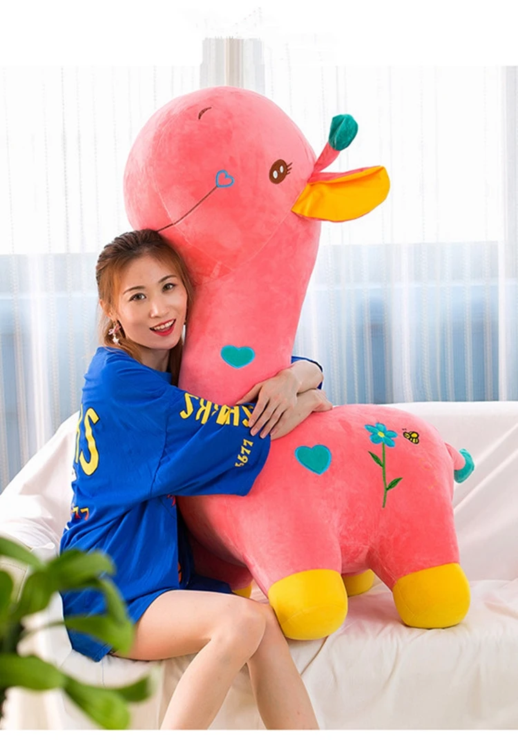 jumbo cartoon giraffe plush toy cute animal deer doll pillow for children adults gift decoration 39inch 100cm DY50713 (11)