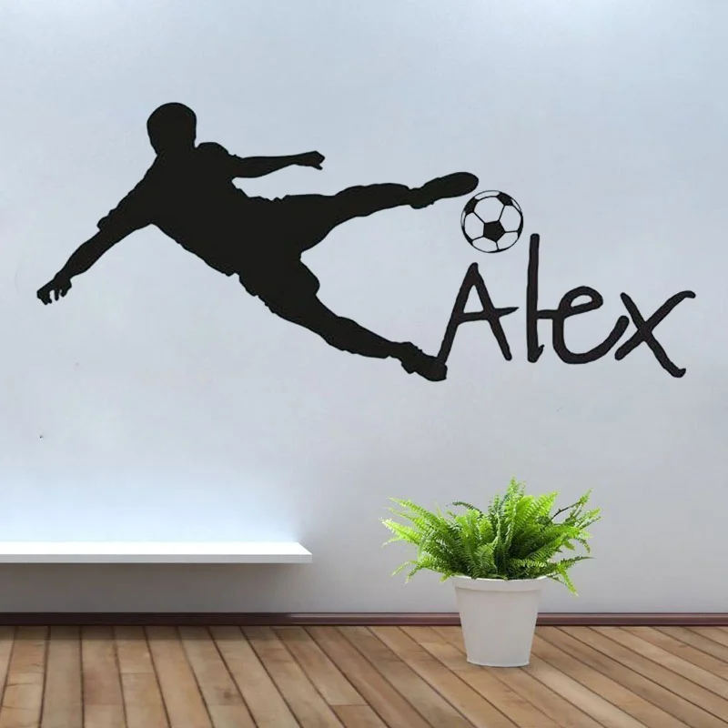 

Personalized Name Vinyl Wall Decal Sticker For Nursery Football Soccer Ball Custom name Wall Sticker For Kids Bedroom huang
