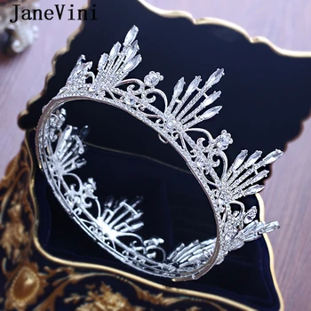 

JaneVini 2019 Luxury White Rhinestone Crystal Bridal Tiaras and Crowns Princess Jewelry Diadem Headwear Wedding Hair Accessories