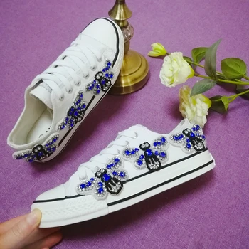 

Butterfly Rhinestone Canvas Shoes Women Whiter Sneakers Casual Shoes Ladies Trainers Low Tops Female Sneaker Vulcanized Shoes