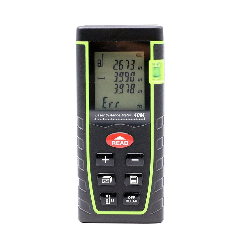 Green BMBY-131Ft измеритель расстояния цифровой диастметр дальномер измеритель площади объем измерительный инструмент с ЖК-дисплеем 4 линии - Цвет: Green