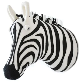 

3D Animal Head Wall Cute Stuffed Wall Hanging Toys Kids Room Animal Wall Sculptures--Zebra