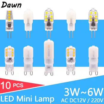 

10PCS LED Bulb 3W 6W led G4 G9 Light Bulb AC 220V AC12V Lamp SMD2835 Spotlight Chandelier Lighting Replace 30w 40wHalogen Lamp