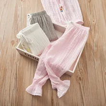 Весенние новые стильные детские повседневные штаны ярких цветов милые штаны-шаровары детские противомоскитные штаны с прорезями