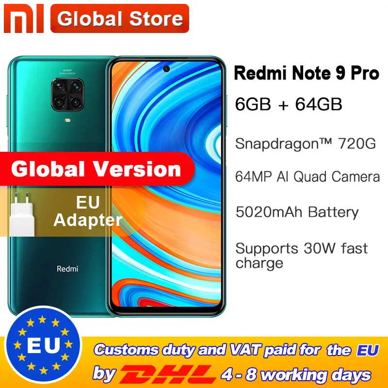 В наличии глобальная версия Redmi Note 9 Pro 6 ГБ 64 Гб nfc Смартфон Snapdragon 720 Octa Core 64mp четыре камера 6,67 "Экран 5200 мА ч|Смартфоны и мобильные телефоны| | АлиЭкспресс