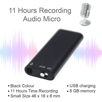 

11 Hours Continuesly Recording Voice Recorder with Voice Activate VOX Function MP3 Player - Audio Micro 8GB