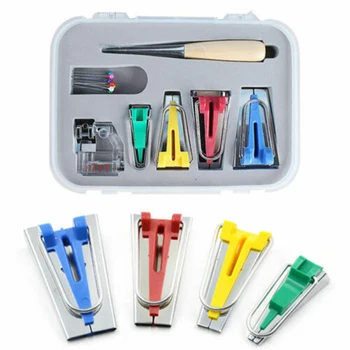 

Bias Tape Maker Kit Fabric Bias Binding Tape Maker Kit Binder Foot Awl Ball Clips Pins Set Household DIY Sewing Quilting Tool Se