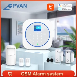 CPVAN Wireless Smart Home GSM Security Alarm System With PIR Motion Detector Door Sensor Alexa Compatible App Control