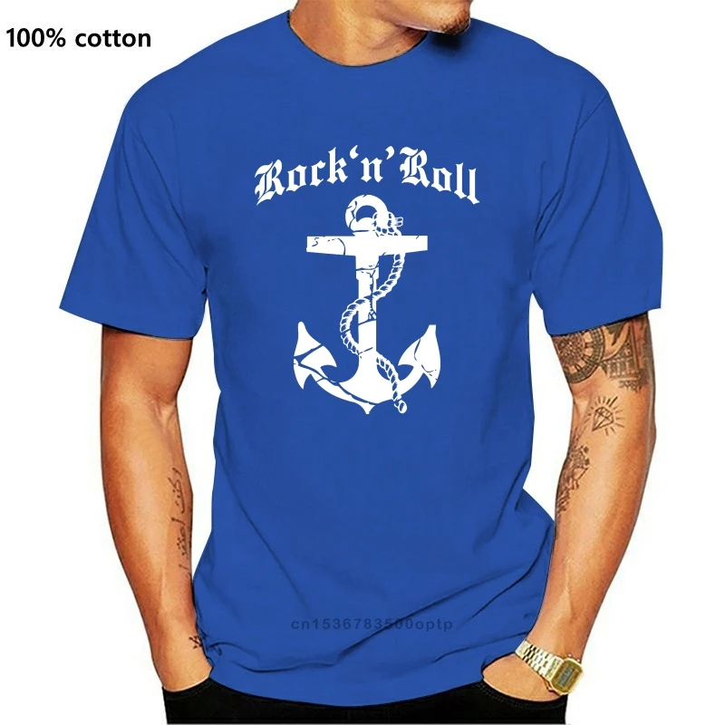 Rock'n'roll T-Shirt With Anchor Motif In Black S To 5xl Rock Abilly N Roll Tee Shirt Man Cotton Fit HipHop Tops | Мужская одежда