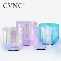 CVNC 6 Inch Clear Cosmic Light Crystal Singing Bowl F Note Heart Shining Chakra for Release Anxiety Tension and Stress