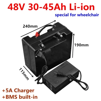 

Rechargeable 24V 30Ah 35Ah 40Ah 45Ah Lithium battery pack with BMS 7S for wheelchair Audio speaker LED light+5A Charger