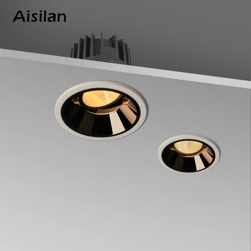 Aisilan Round Black Recessed LED Downlight cut out 7.5CM Built-in LED Narrow Border Spot light 7W for Indoor Lighting CREE Chip