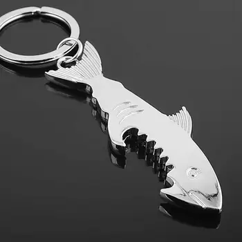 

Shark Shaped Bottle Opener Keychain shaped zinc alloy Silver Color Key Ring Beer Bottle Opener Unique Creative Gift