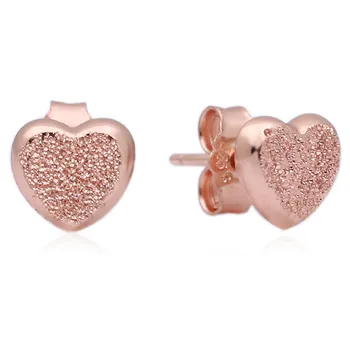 

Authentic 925 Sterling Silver Earring Rose Matte Brilliance Hearts Earrings For Women Wedding Gift Fine Jewelry