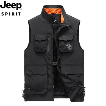 

JEEP Outdoor Multi-Pocket Vest Photography Fishing Camping Vest Men's Jacket Thin Jacket Jacket Clothes