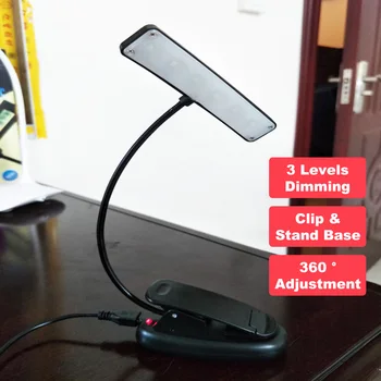 

Book Light Tablet Flexible Stand Eye-Friendly Clip-on Reading Lamp Portable Sheet Music Score Adjustable Rechargeable Desk