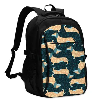 

Bags School Bags For Boy Girl TeenagerFloral Dachshunds Dogs USB Charge Computer Laptop Back Pack
