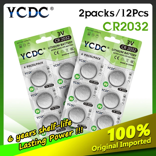 YCDC 12 CR2032 Nút Pin BR2032 DL2032 ECR2032 3V CR 2032 Cho Đồng Hồ Điện Tử Đồ Chơi Điều Khiển Từ Xa Đồng Xu pin Lithium