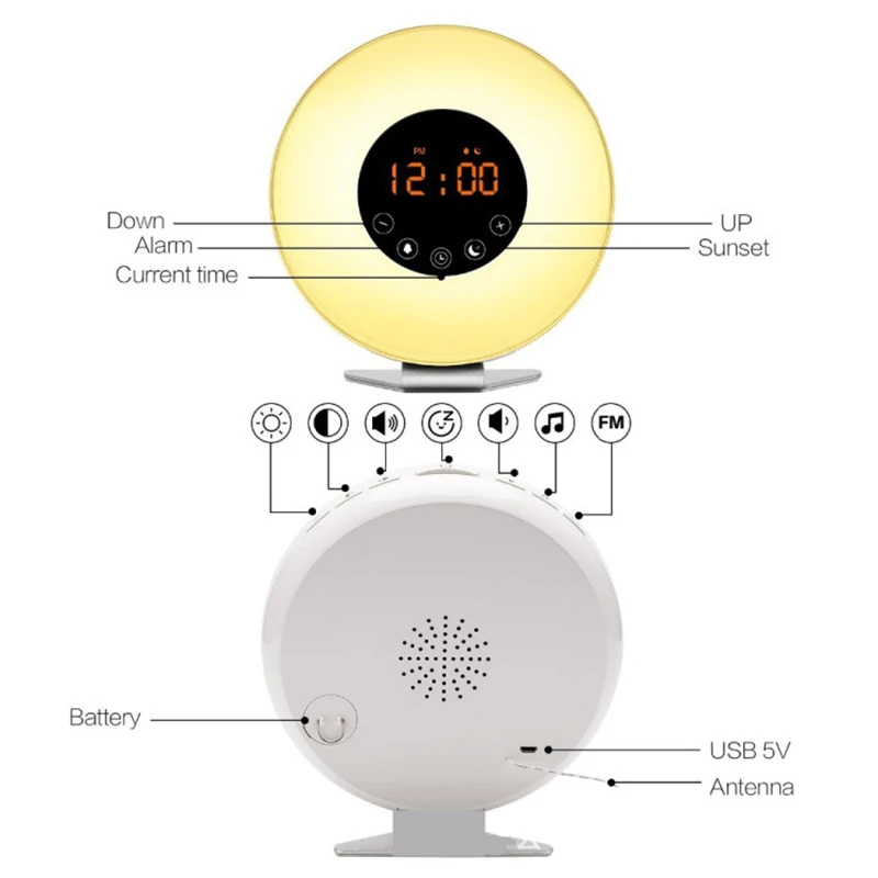 Сенсорный пробуждающий свет Цифровой Красочный будильник атмосфера прикроватная лампа Sunrise Sunset Memory Radio Sleep Light новые подарки