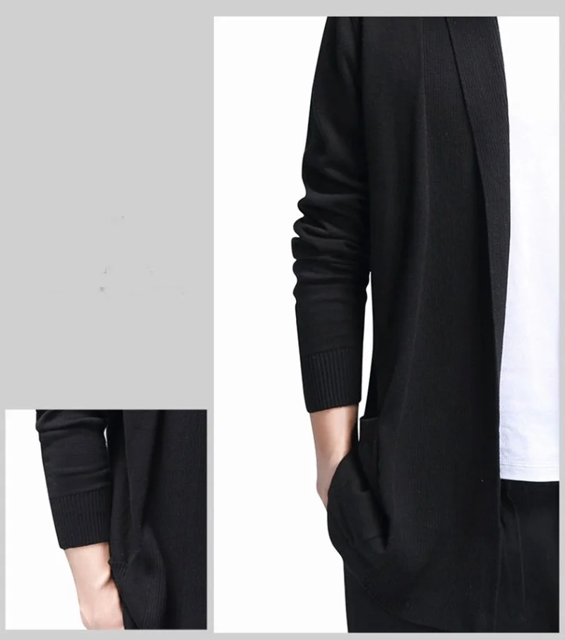 Long Mens Cardigans Jumper Fashion Hombre Cardigan Sweaters Men Coats Casual Slim Long Sleeve Sweater Pull Homme KK3121