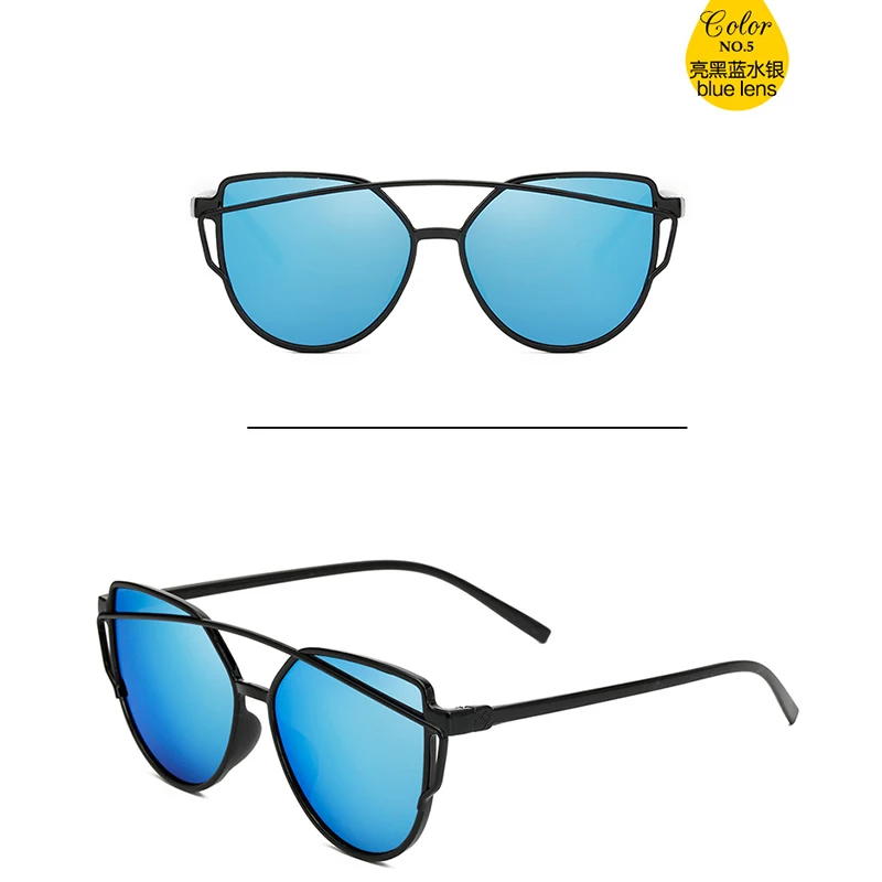 RBROVO женские Солнцезащитные очки женские модные кошачьи конфеты Солнцезащитные очки женские зеркальные классические ретро очки Feminino Oculos De Sol - Цвет линз: Black Blue