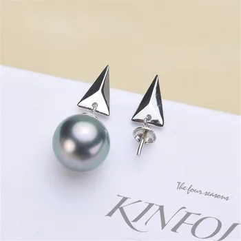 

DIY Pearl Stud Earrings Holder S925 Sterling Silver Earrings Settings Women DIY Earrings Jewelry Findings