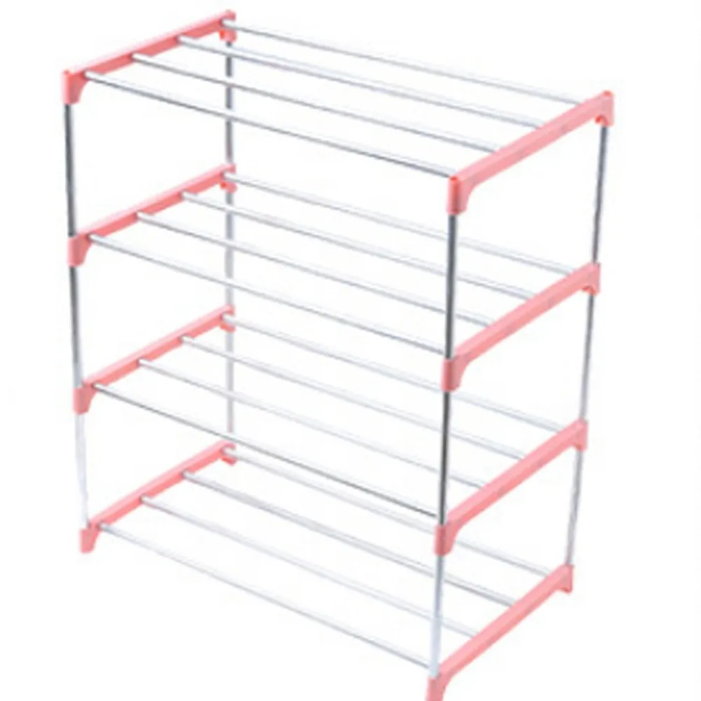 Simple Multi Layer Shoe Rack Stainless Steel Easy Assemble Storage Shelf Shoe Cabinet